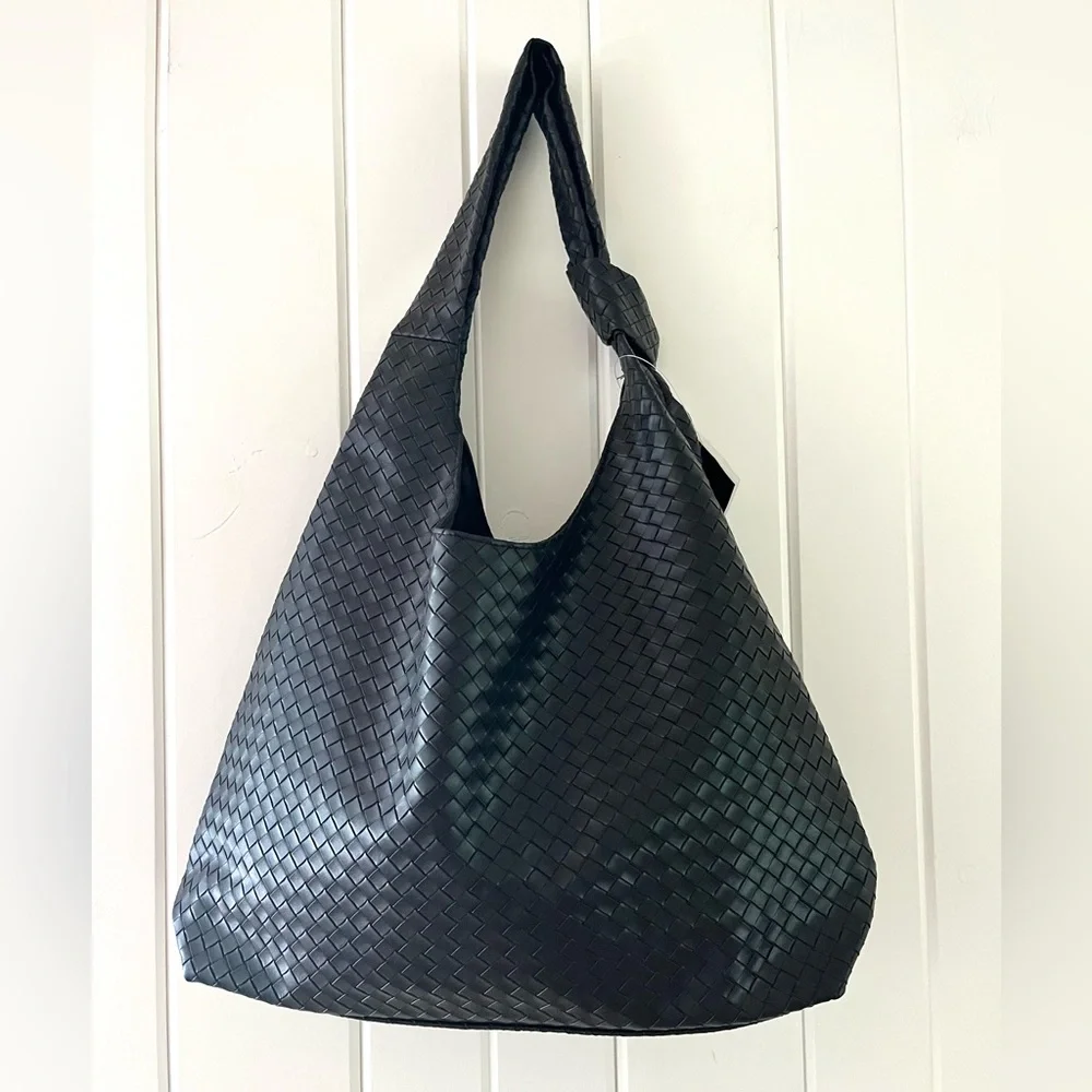 Ulta Elegant Black Woven Tote Bag